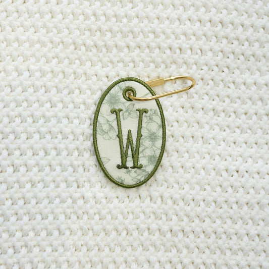 Olive Initial  Bag Tag Keychain