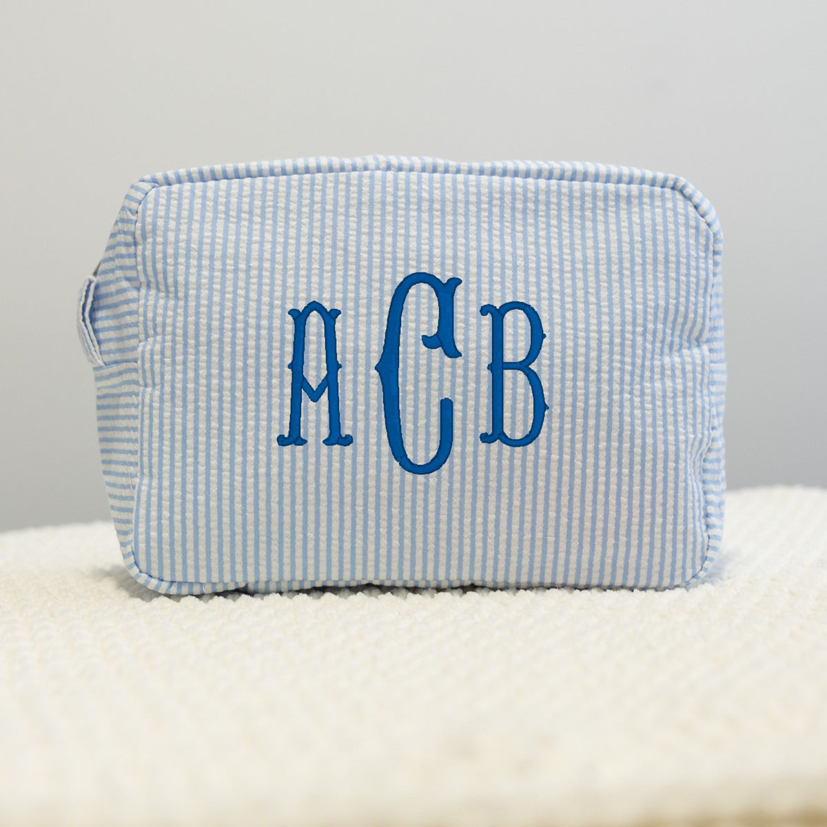 Custom Striped Seersucker Pouch