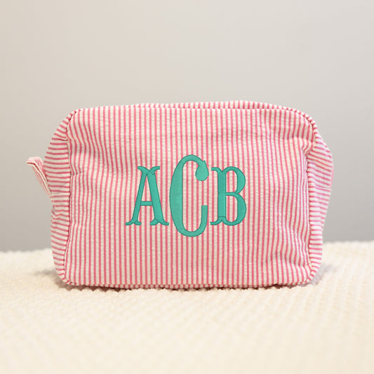 Custom Striped Seersucker Pouch