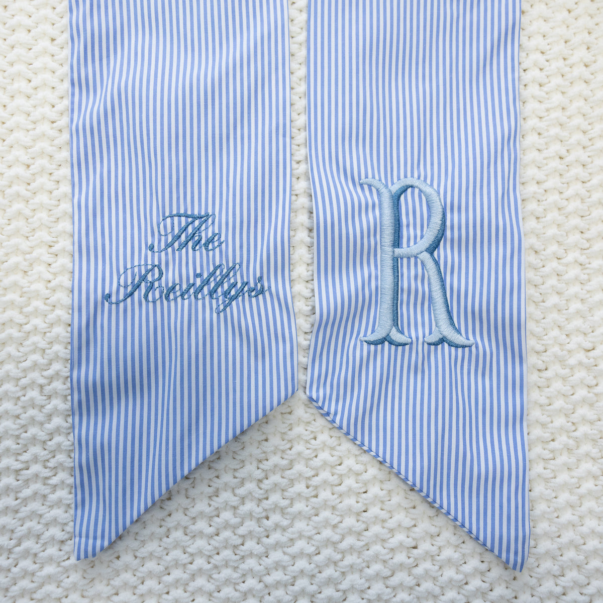 Custom Striped Blue Wreath Sash