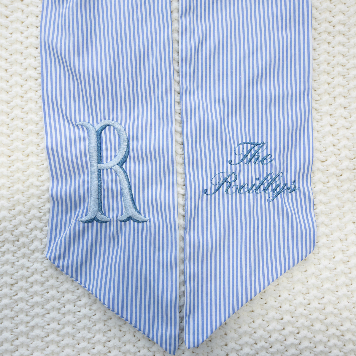 Custom Striped Blue Wreath Sash